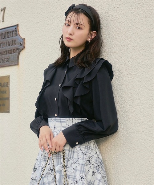 【セール】フリルショルダーシャツカラーブラウス（シャツ/ブラウス）｜Swingle（スウィングル）