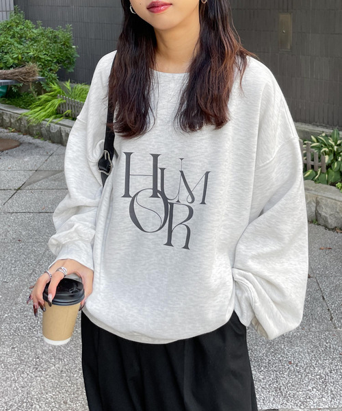 Chillfar（チルファー）の「デイリーアソートプリントロゴスウェットトレーナー（スウェット・レディース・ピンク/ボルドー/アイボリー系2/ホワイト系1/レッド系/ホワイト系/グリーン/ブルー/ネイビー系2/ネイビー系/グレー系/アイボリー系/杢グレー/ブラック/ネイビー系3/アイボリー系3/チャコール/ベージュ/ネイビー/オートミール/ピンク系/グレー系1/グリーン系/ネイビー系1/アイボリー系1・FREE）」の12枚目の写真