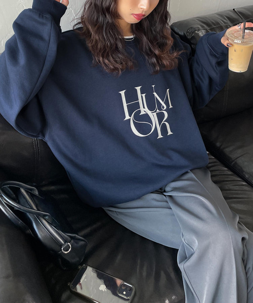 Chillfar（チルファー）の「デイリーアソートプリントロゴスウェットトレーナー（スウェット・レディース・ピンク/ボルドー/アイボリー系2/ホワイト系1/レッド系/ホワイト系/グリーン/ブルー/ネイビー系2/ネイビー系/グレー系/アイボリー系/杢グレー/ブラック/ネイビー系3/アイボリー系3/チャコール/ベージュ/ネイビー/オートミール/ピンク系/グレー系1/グリーン系/ネイビー系1/アイボリー系1・FREE）」の20枚目の写真