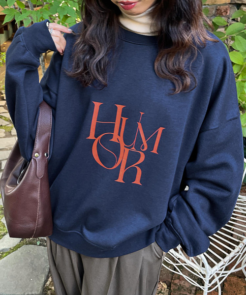 Chillfar（チルファー）の「デイリーアソートプリントロゴスウェットトレーナー（スウェット・レディース・ピンク/ボルドー/アイボリー系2/ホワイト系1/レッド系/ホワイト系/グリーン/ブルー/ネイビー系2/ネイビー系/グレー系/アイボリー系/杢グレー/ブラック/ネイビー系3/アイボリー系3/チャコール/ベージュ/ネイビー/オートミール/ピンク系/グレー系1/グリーン系/ネイビー系1/アイボリー系1・FREE）」の21枚目の写真