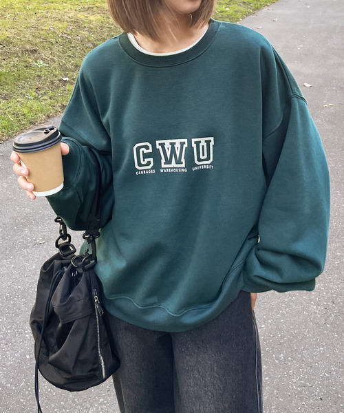 Chillfar（チルファー）の「デイリーアソートプリントロゴスウェットトレーナー（スウェット・レディース・ピンク/ボルドー/アイボリー系2/ホワイト系1/レッド系/ホワイト系/グリーン/ブルー/ネイビー系2/ネイビー系/グレー系/アイボリー系/杢グレー/ブラック/ネイビー系3/アイボリー系3/チャコール/ベージュ/ネイビー/オートミール/ピンク系/グレー系1/グリーン系/ネイビー系1/アイボリー系1・FREE）」の14枚目の写真