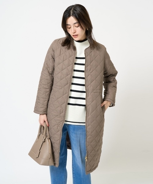 a.v.v（アーヴェヴェ）の「ウエストドロストノーカラーキルトコート（ブルゾン・レディース・モカ/ブラック・34/40/38/42/36）」の11枚目の写真