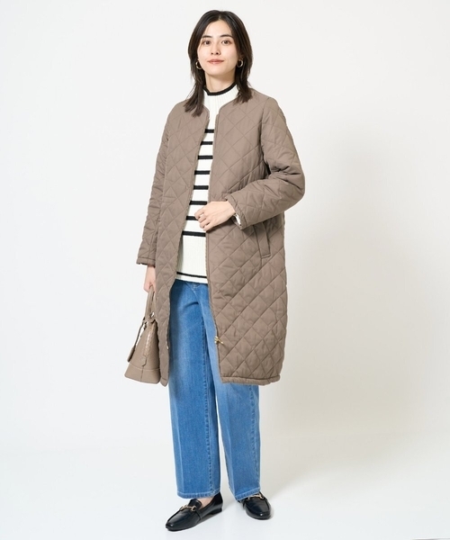 a.v.v（アーヴェヴェ）の「ウエストドロストノーカラーキルトコート（ブルゾン・レディース・モカ/ブラック・34/40/38/42/36）」の13枚目の写真