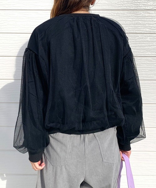 Q（キュー）の「チュールドッキングスウェット（スウェット・レディース・ライトグレー/ブラック・MEDIUM）」の20枚目の写真