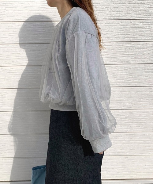 Q（キュー）の「チュールドッキングスウェット（スウェット・レディース・ライトグレー/ブラック・MEDIUM）」の16枚目の写真