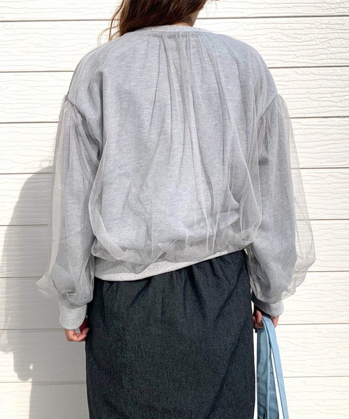 Q（キュー）の「チュールドッキングスウェット（スウェット・レディース・ライトグレー/ブラック・MEDIUM）」の17枚目の写真