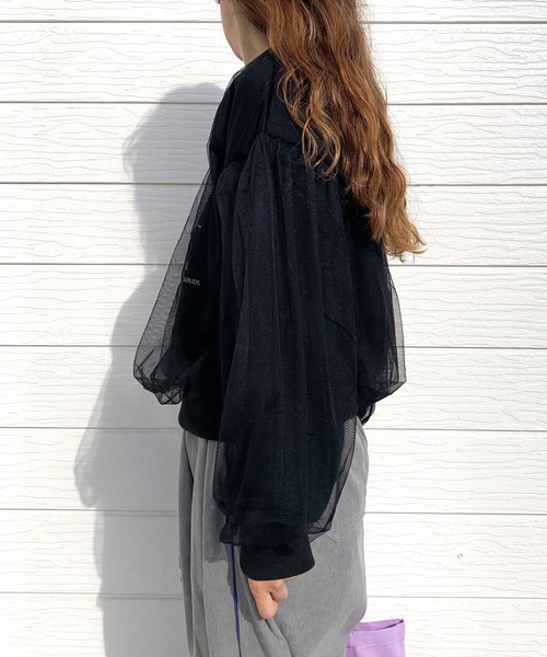 Q（キュー）の「チュールドッキングスウェット（スウェット・レディース・ライトグレー/ブラック・MEDIUM）」の19枚目の写真