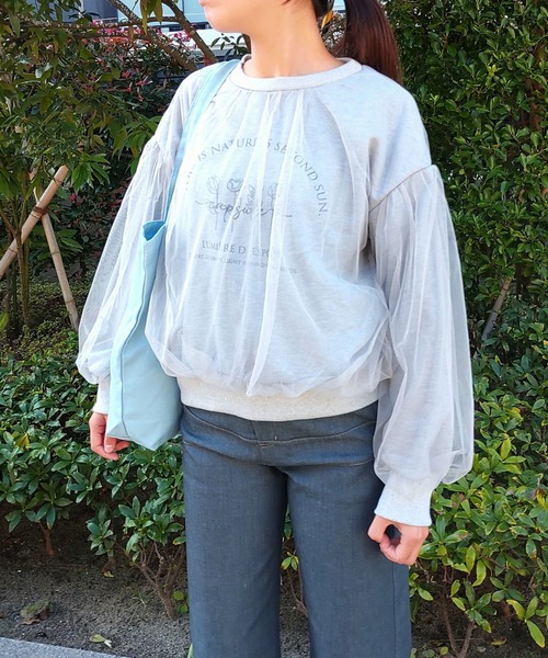 Q（キュー）の「チュールドッキングスウェット（スウェット・レディース・ライトグレー/ブラック・MEDIUM）」の14枚目の写真