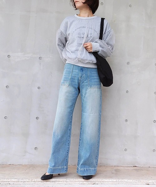 Q（キュー）の「チュールドッキングスウェット（スウェット・レディース・ライトグレー/ブラック・MEDIUM）」の22枚目の写真