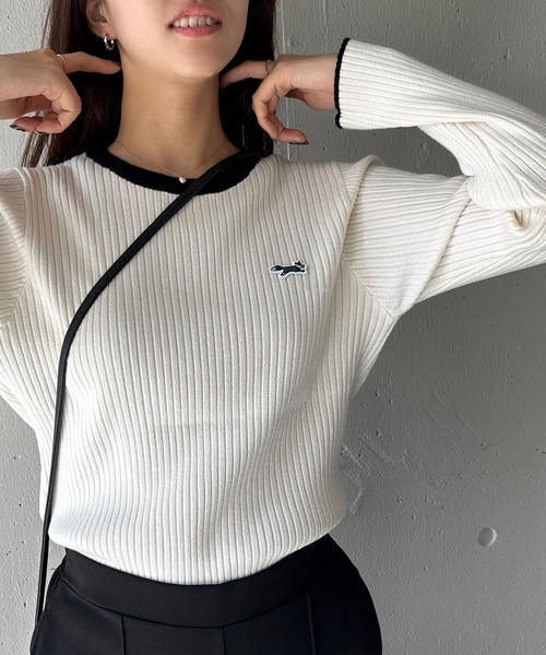 PENNEYS（ぺニーズ）の「1枚で春まで着回せちゃうニット【THE FOX】クルーネックリブニット（ニット/セーター・レディース・ブラック系1/ホワイト・FREE）」の4枚目の写真
