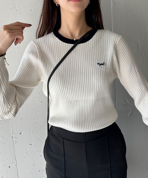 PENNEYS（ぺニーズ）の「1枚で春まで着回せちゃうニット【THE FOX】クルーネックリブニット（ニット/セーター・レディース・ブラック系1/ホワイト・FREE）」の5枚目の写真