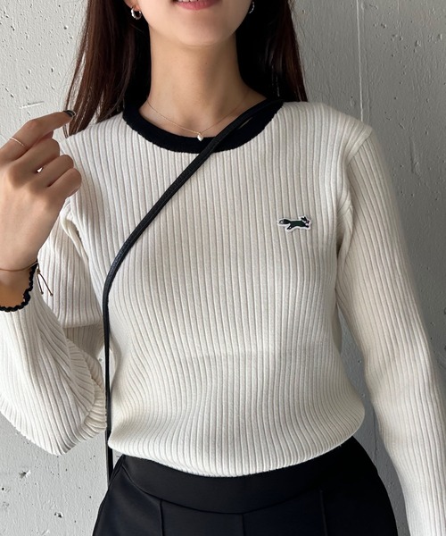 PENNEYS（ぺニーズ）の「1枚で春まで着回せちゃうニット【THE FOX】クルーネックリブニット（ニット/セーター・レディース・ブラック系1/ホワイト・FREE）」の6枚目の写真