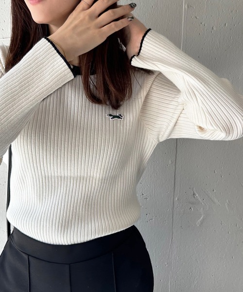 PENNEYS（ぺニーズ）の「1枚で春まで着回せちゃうニット【THE FOX】クルーネックリブニット（ニット/セーター・レディース・ブラック系1/ホワイト・FREE）」の10枚目の写真