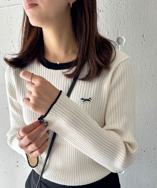 PENNEYS（ぺニーズ）の「1枚で春まで着回せちゃうニット【THE FOX】クルーネックリブニット（ニット/セーター・レディース・ブラック系1/ホワイト・FREE）」の12枚目の写真