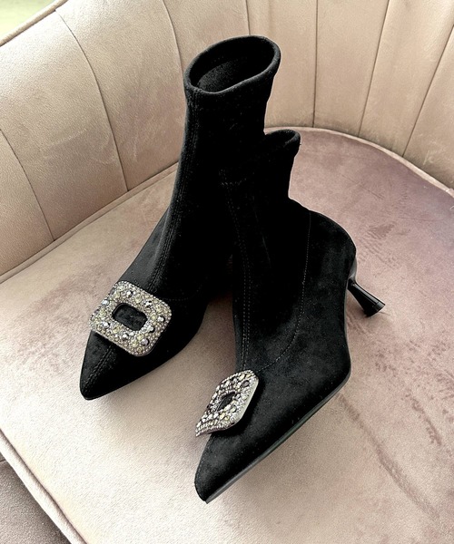 Julia Boutique（ジュリアブティック）の「【22-24.5cm】 ビジューショートブーツ（ブーツ・レディース・ブラック・35/40/39/38/37/36）」の17枚目の写真