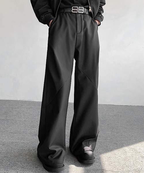 NOWLE（ノウル）の「【NOWLE】ルーズシルエット ハイウエスト フレアパンツ（スラックス・メンズ・アッシュブラウン/ブラック・MEDIUM/LARGE/X-LARGE/SMALL）」の13枚目の写真