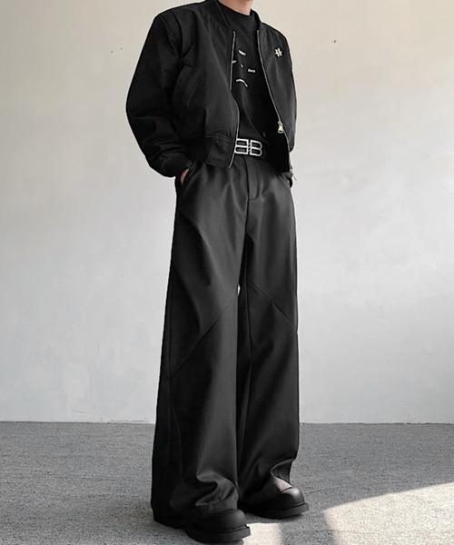 NOWLE（ノウル）の「【NOWLE】ルーズシルエット ハイウエスト フレアパンツ（スラックス・メンズ・アッシュブラウン/ブラック・MEDIUM/LARGE/X-LARGE/SMALL）」の8枚目の写真