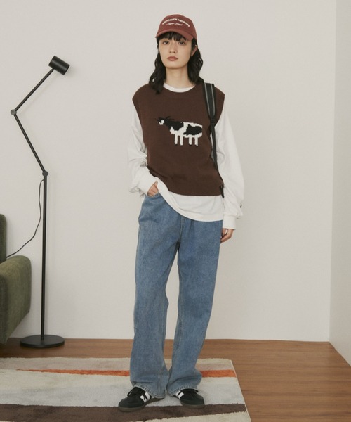 MERLOT（メルロー）の「【ウエスト調節可能】ウエストボタンストレートデニム（デニムパンツ・レディース・ブルー/ネイビー・FREE）」の22枚目の写真