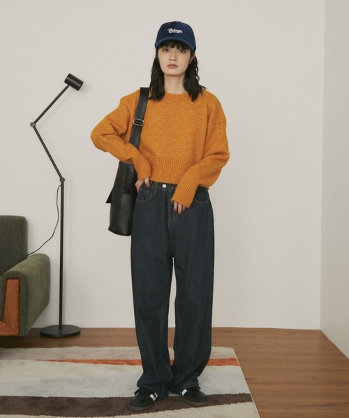 MERLOT（メルロー）の「【ウエスト調節可能】ウエストボタンストレートデニム（デニムパンツ・レディース・ブルー/ネイビー・FREE）」の12枚目の写真