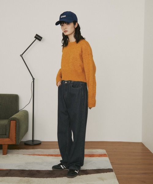 MERLOT（メルロー）の「【ウエスト調節可能】ウエストボタンストレートデニム（デニムパンツ・レディース・ブルー/ネイビー・FREE）」の11枚目の写真