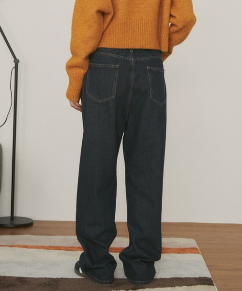 MERLOT（メルロー）の「【ウエスト調節可能】ウエストボタンストレートデニム（デニムパンツ・レディース・ブルー/ネイビー・FREE）」の13枚目の写真