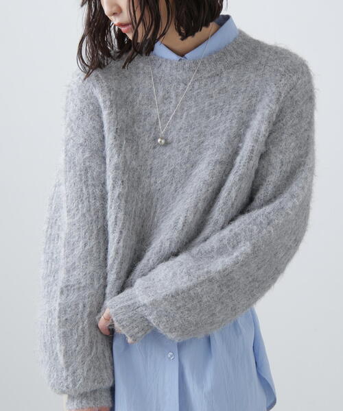 FREE'S MART（フリーズマート）の「◆ミックスシャギーショート丈ニット（ニット/セーター・レディース・レッド/ホワイト/グレー・FREE）」の5枚目の写真