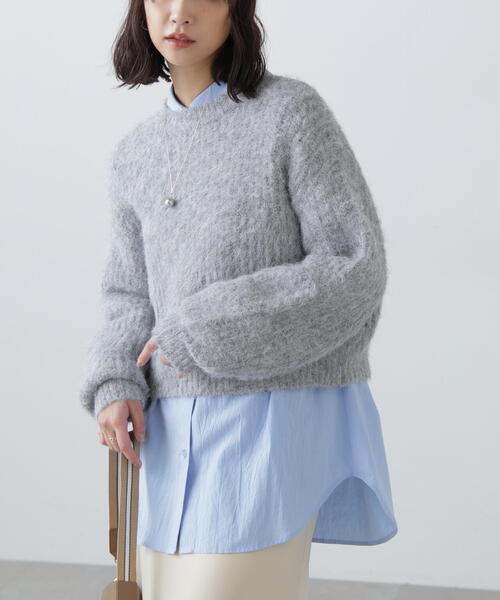 FREE'S MART（フリーズマート）の「◆ミックスシャギーショート丈ニット（ニット/セーター・レディース・レッド/ホワイト/グレー・FREE）」の6枚目の写真