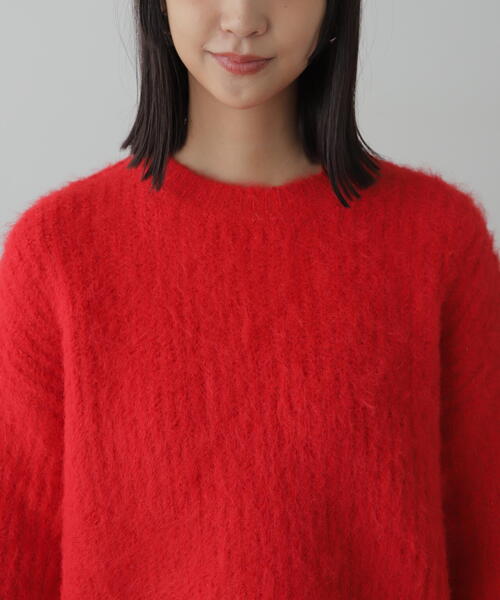 FREE'S MART（フリーズマート）の「◆ミックスシャギーショート丈ニット（ニット/セーター・レディース・レッド/ホワイト/グレー・FREE）」の9枚目の写真