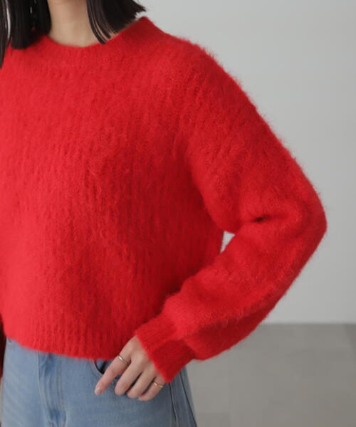 FREE'S MART（フリーズマート）の「◆ミックスシャギーショート丈ニット（ニット/セーター・レディース・レッド/ホワイト/グレー・FREE）」の10枚目の写真