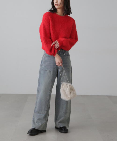 FREE'S MART（フリーズマート）の「◆ミックスシャギーショート丈ニット（ニット/セーター・レディース・レッド/ホワイト/グレー・FREE）」の13枚目の写真