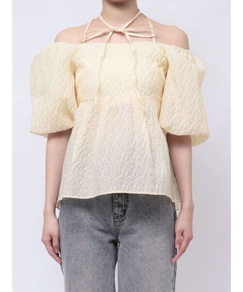 セール】2WAY VOLUME SLEEVE JAQUARD BL/2WAYボリュームスリーブ