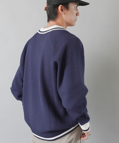 SPINNS（スピンズ）の「ストリート＆グランジ/スウェット感覚で着れる！襟付きゲームデザインニット（ニット/セーター・メンズ・レッド/ホワイト/ネイビー/ブラック・ONESIZE）」の15枚目の写真