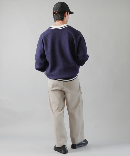 SPINNS（スピンズ）の「ストリート＆グランジ/スウェット感覚で着れる！襟付きゲームデザインニット（ニット/セーター・メンズ・レッド/ホワイト/ネイビー/ブラック・ONESIZE）」の22枚目の写真