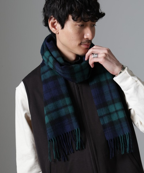 【セール】ソフトカシミヤブレンドチェックマフラー（マフラー）｜nano･universe（ナノユニバース）
