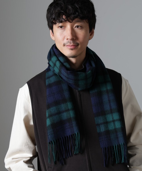 NANO universe（ナノユニバース）の「ソフトカシミヤブレンドチェックマフラー（マフラー・メンズ・レッド/イエロー/グリーン・FREE）」の14枚目の写真
