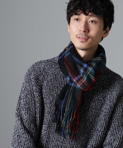 NANO universe（ナノユニバース）の「ソフトカシミヤブレンドチェックマフラー（マフラー・メンズ・レッド/イエロー/グリーン・FREE）」の10枚目の写真