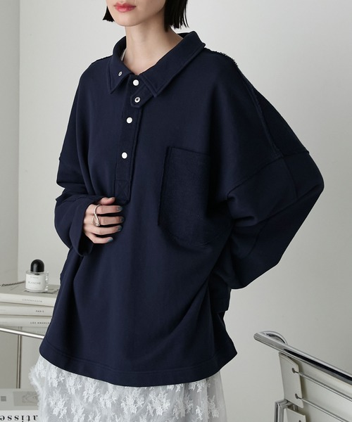 極美品【45R】ジンバブエコットン馬ポロ　ボーダー　タツノオトシゴ　白ネイビー0 極美品【45R】ジンバブエコットン馬ポロボーダータツノオトシゴ