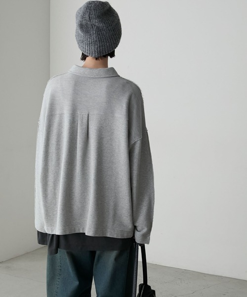 forksy.(フォルクシー)の「【forksy.】2wayオーバーサイズポロスウェット(スウェット・レディース・杢グレー/ネイビー/ライトベージュ・FREE)」の11枚目の写真