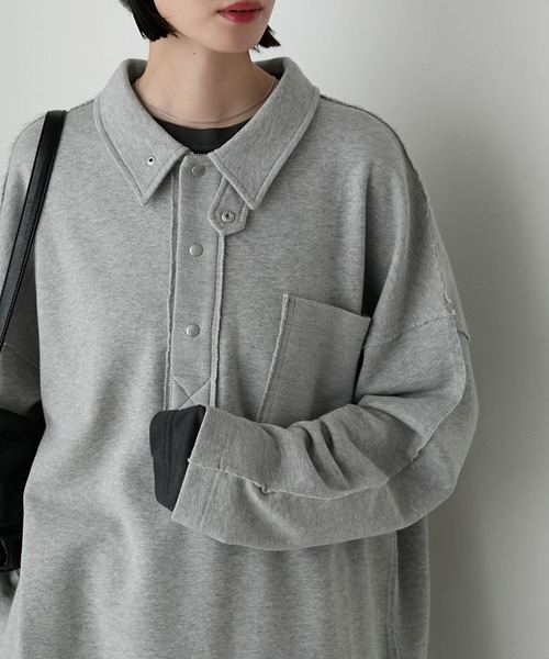 forksy.(フォルクシー)の「【forksy.】2wayオーバーサイズポロスウェット(スウェット・レディース・杢グレー/ネイビー/ライトベージュ・FREE)」の12枚目の写真