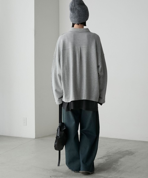 forksy.(フォルクシー)の「【forksy.】2wayオーバーサイズポロスウェット(スウェット・レディース・杢グレー/ネイビー/ライトベージュ・FREE)」の16枚目の写真