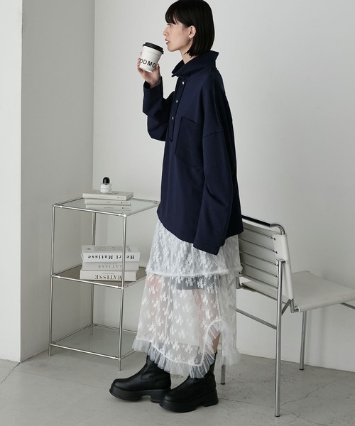 セール】【forksy.】2wayオーバーサイズポロスウェット（スウェット