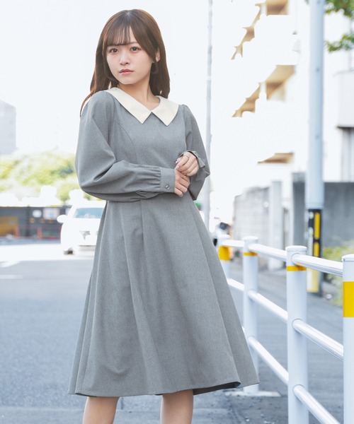 Honeys（ハニーズ）の「衿付ワンピース（ワンピース・レディース・ブラック/ピンク/杢グレー・M/LL/S/L/SS）」の2枚目の写真