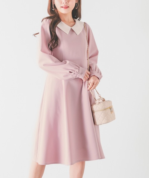 Honeys（ハニーズ）の「衿付ワンピース（ワンピース・レディース・ブラック/ピンク/杢グレー・M/LL/S/L/SS）」の3枚目の写真