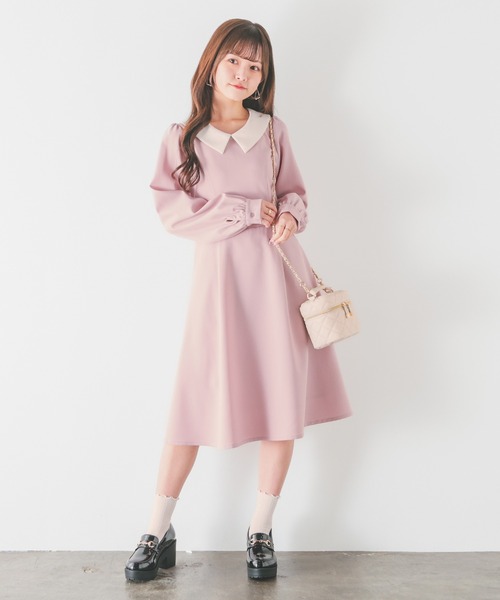 Honeys（ハニーズ）の「衿付ワンピース（ワンピース・レディース・ブラック/ピンク/杢グレー・M/LL/S/L/SS）」の8枚目の写真