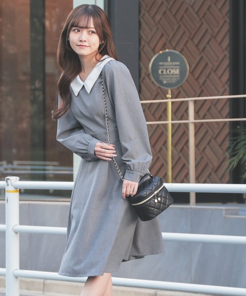 Honeys（ハニーズ）の「衿付ワンピース（ワンピース・レディース・ブラック/ピンク/杢グレー・M/LL/S/L/SS）」の12枚目の写真