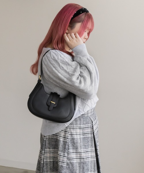 CLETTE(クレット)の「スクエアネックケーブルニット(ニット/セーター・レディース・チャコールグレー/ライトグレー/オフホワイト/ラベンダー・LL/3L/4L)」の14枚目の写真