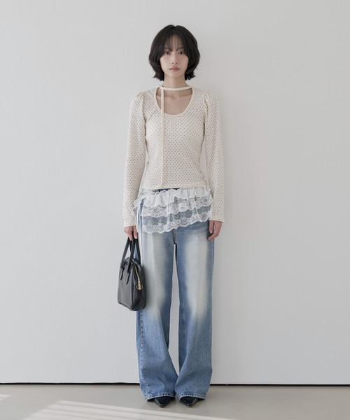 UNE MANSION(ユヌマンション)の「レースリボンチュールベルトラップスカートビスチェ(スカート・レディース・ブラック/ホワイト・ONE SIZE)」の3枚目の写真