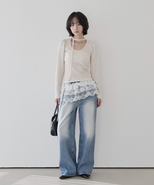 UNE MANSION(ユヌマンション)の「レースリボンチュールベルトラップスカートビスチェ(スカート・レディース・ブラック/ホワイト・ONE SIZE)」の6枚目の写真