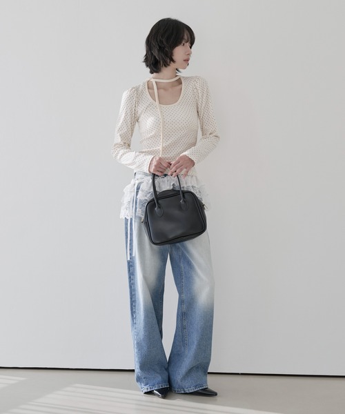 UNE MANSION(ユヌマンション)の「レースリボンチュールベルトラップスカートビスチェ(スカート・レディース・ブラック/ホワイト・ONE SIZE)」の7枚目の写真