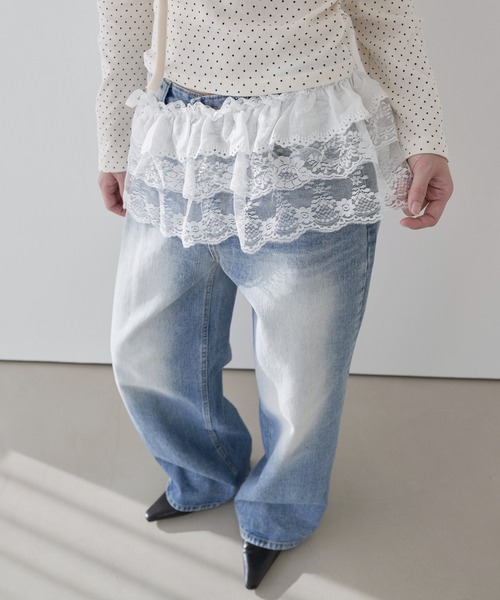 UNE MANSION(ユヌマンション)の「レースリボンチュールベルトラップスカートビスチェ(スカート・レディース・ブラック/ホワイト・ONE SIZE)」の13枚目の写真